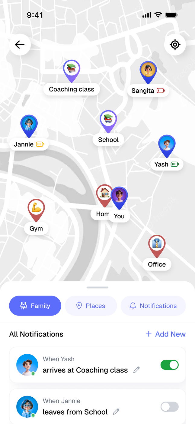 Location module — consent-based family location tracking